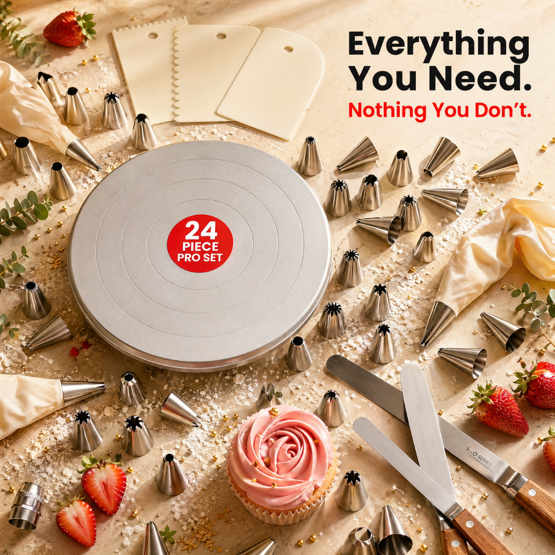 Professional Cake Decorating Set with Turntable โ 24 Pieces
