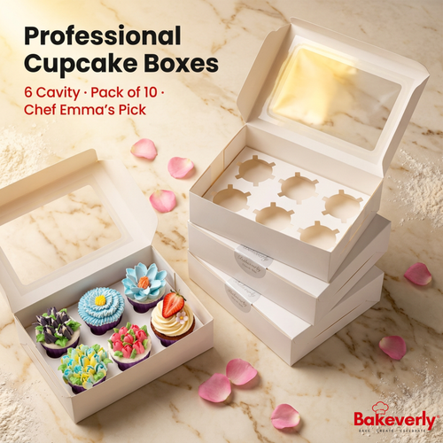 Professional Cupcake Boxes with Window — Pack of 10
