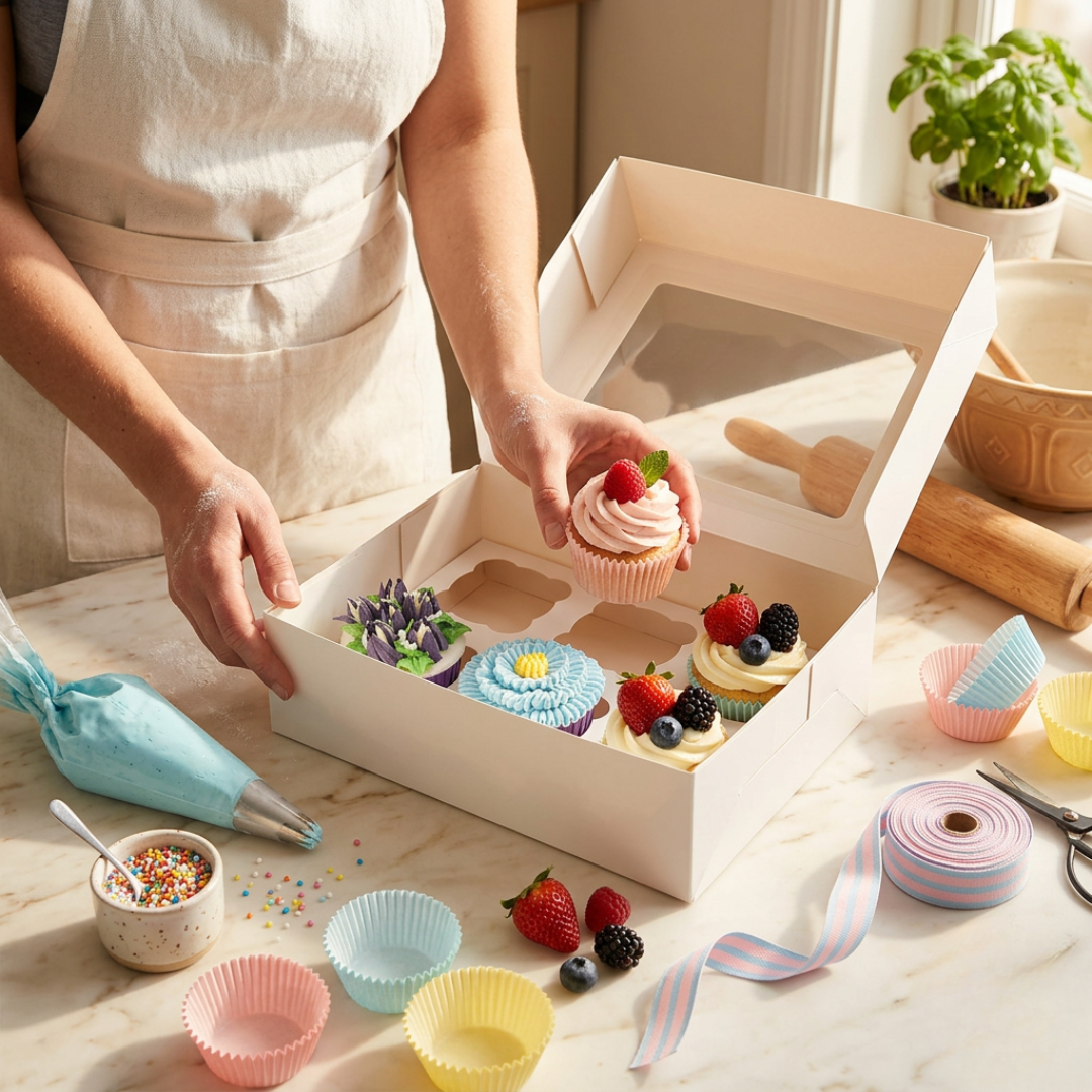 Professional Cupcake Boxes with Window — Pack of 10