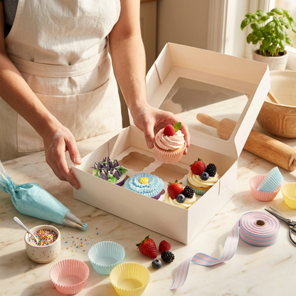 Professional Cupcake Boxes with Window — Pack of 10