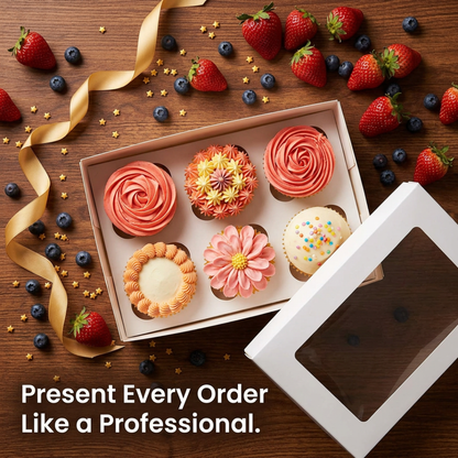Professional Cupcake Boxes with Window — Pack of 10