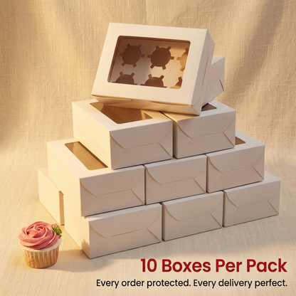 Professional Cupcake Boxes with Window — Pack of 10