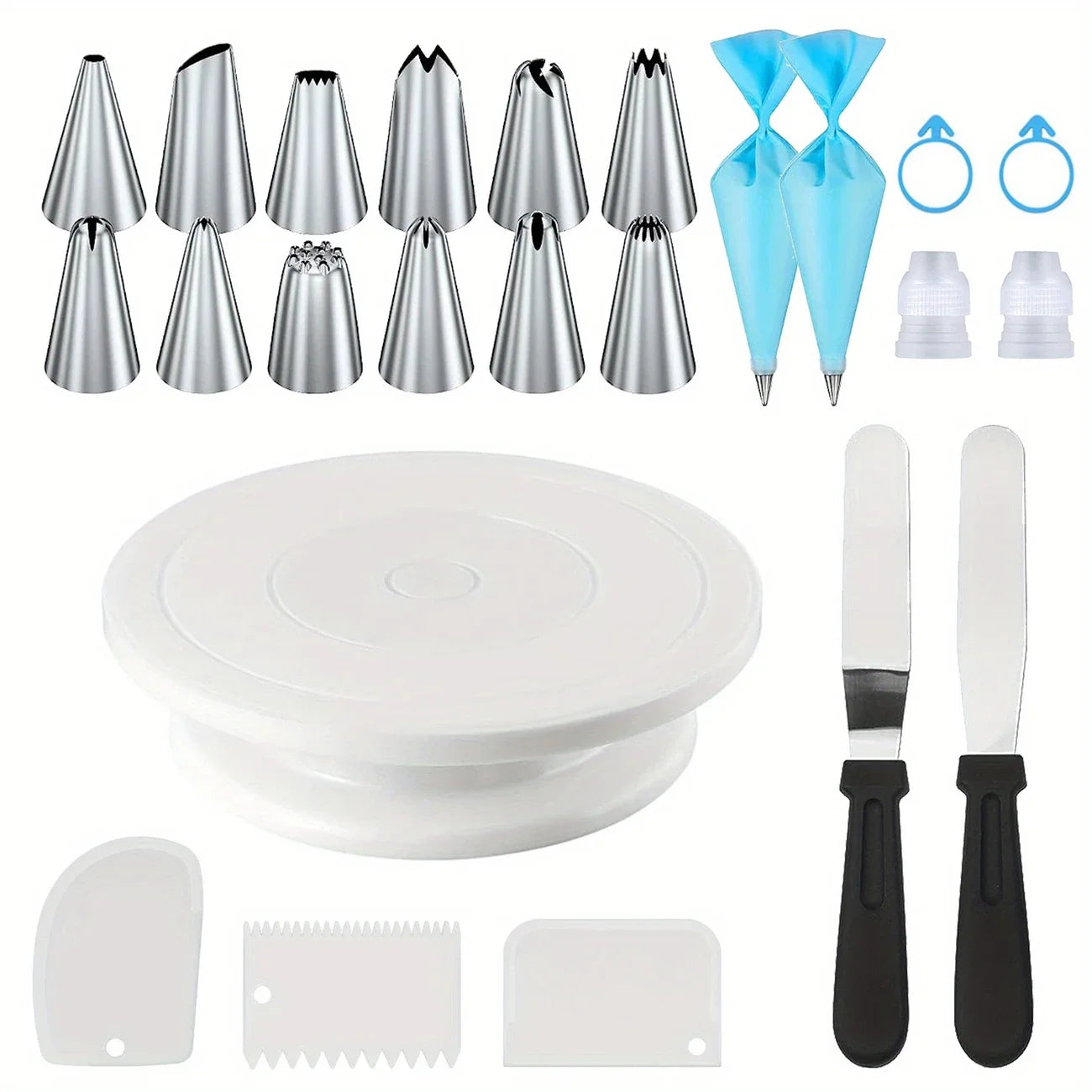 Professional Cake Decorating Set with Turntable — 24 Pieces